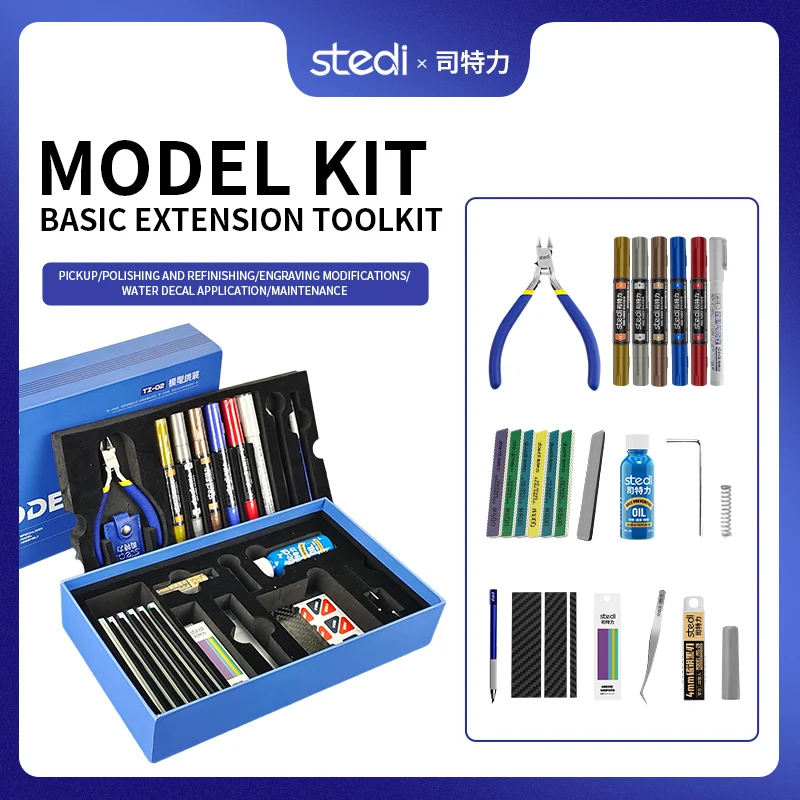 stedi Beginner's Expansion Set Cutting Pliers, Pen Knife, Sanding Paper, Marker Plastic Model Assembly Tool Set