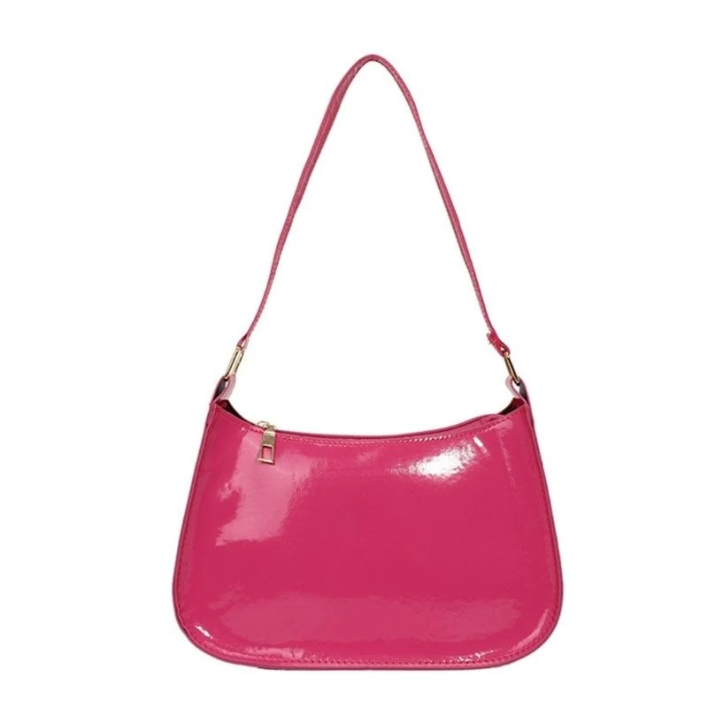 

G5AE PU Leather Shoulder Bag Zippered Underarm Bags Casual Party Handbag for Women