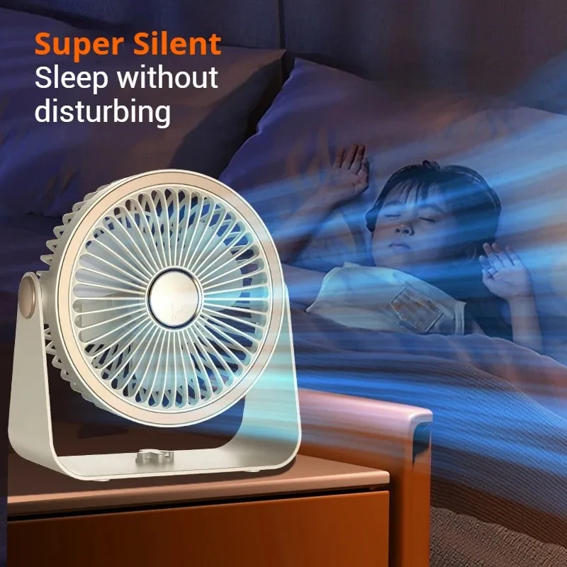 2 In 1 Fan Camping Rechargeable Desktop Portable Circulator Wireless Five Speed USB Electric Fan LED Night Light Fan Office Home image 2
