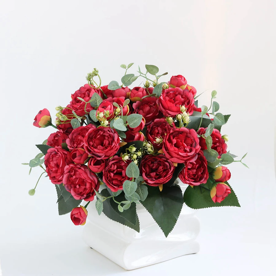 3-teiliges Set Künstliche Blumen aus Seidenrose und Pfingstrose für Außenbereich, Garten, Hochzeit, Kranz, Brautstrauß, Festdekoration, Heimdekoration, Tischdekoration, DIY-Vase, Geschenk – Detail 13
