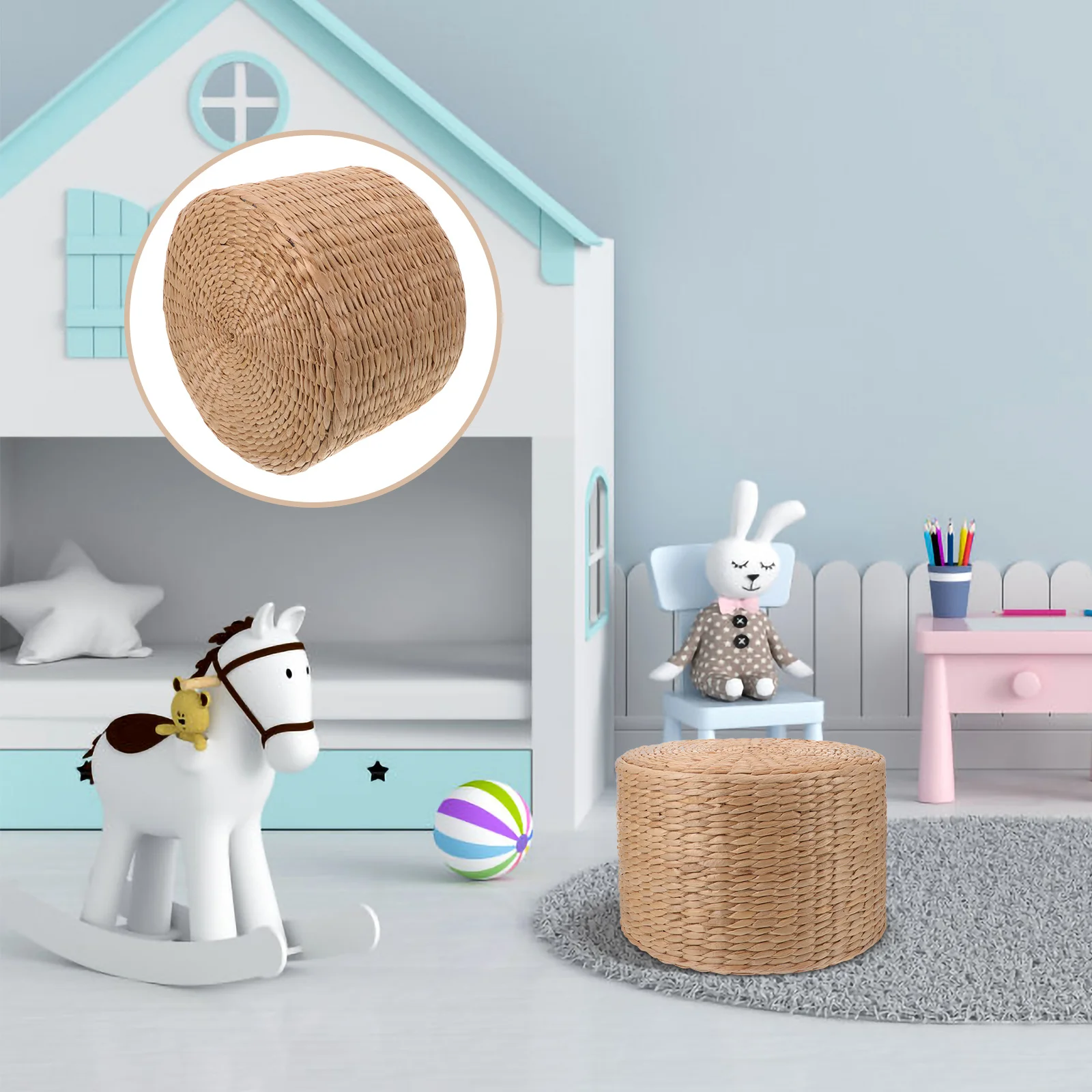 

Adorable Woven Stool for Shoe Changing Handmade Natural Material Lightweight Step Stool Garden Outdoor Indoor Space