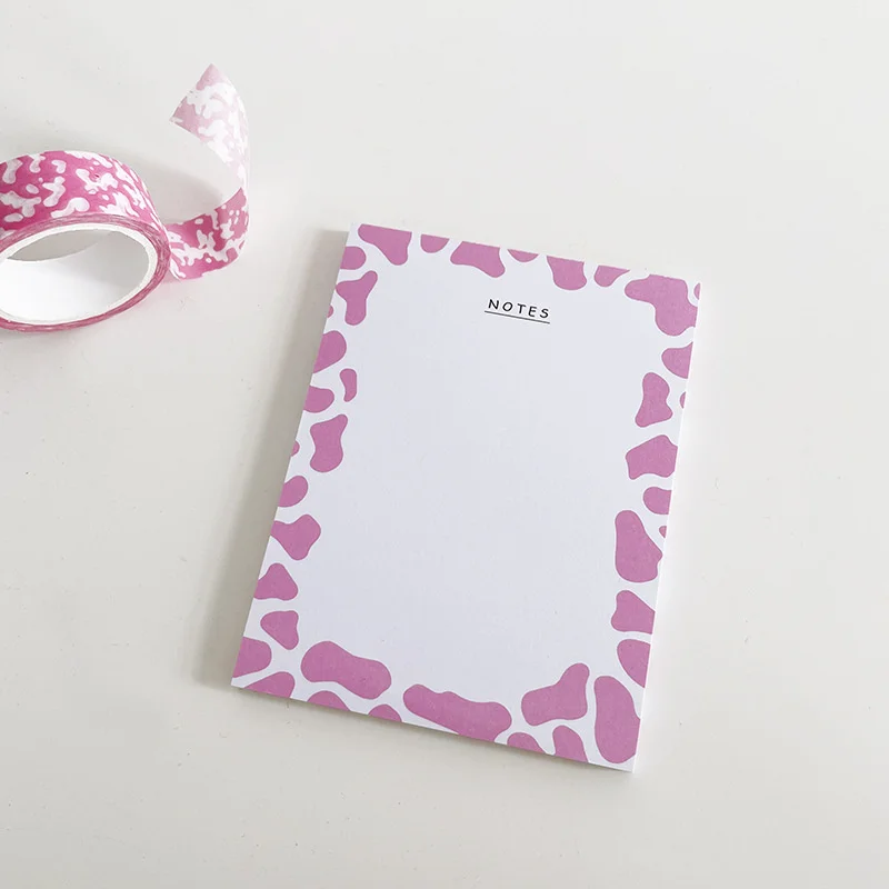 1Pc 50 Sheets Ins Pink Milk Pattern Memo Pad Student Mini Notepad Message Paper School Stationery Planner Supplies Stationery