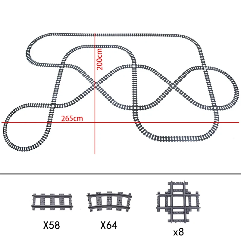 City High-tech Trains Flexible Tracks Forked Straight Curved Rails Crossing Switch Building Block Bricks Creative Toys for kids