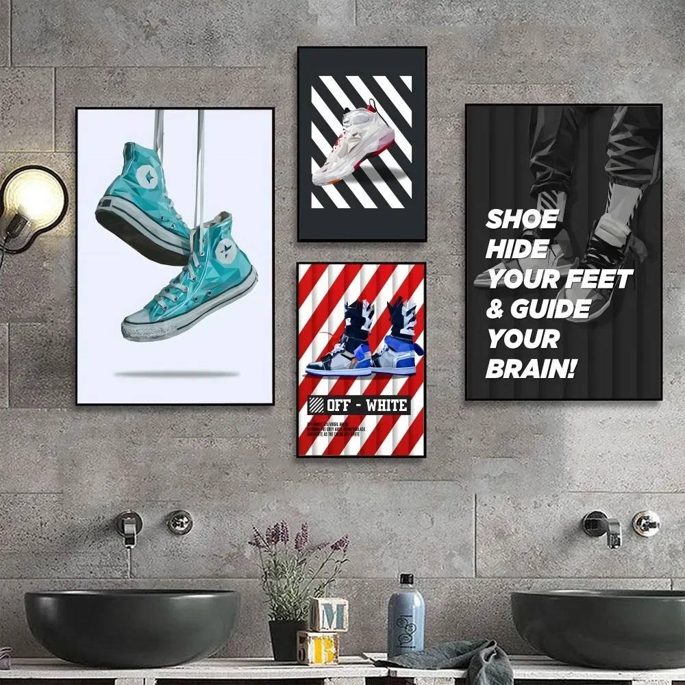 Sneaker Fashion Poster No Framed Poster Kraft Club Bar Paper Vintage Poster Wall Art Painting Bedroom Study Stickers