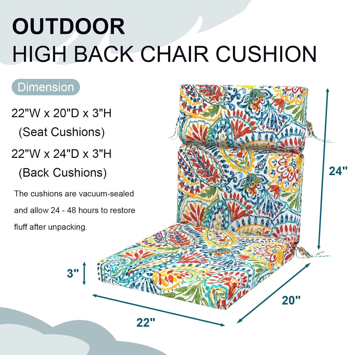 Outdoor Patio Rocking and Dining Chairs - Paisley Multi Elastic Sponge Water Repellent Chair Cushions