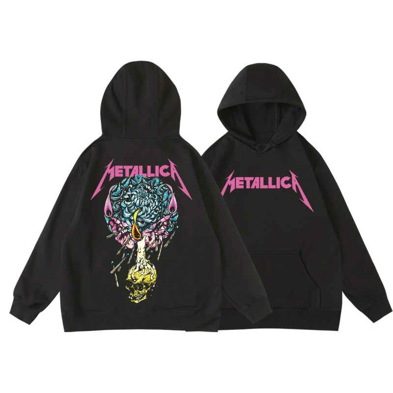 Rare Metallica Band Print Hoodie Retro Style Hoodie Men and Women Can Wear Autumn and Winter Hoodie
