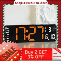 16 Inch LED Large Digital Wall Clock Remote Control Temp Date Power Off Memory Table Clocks Adjustable Alarms Clock Home Decors