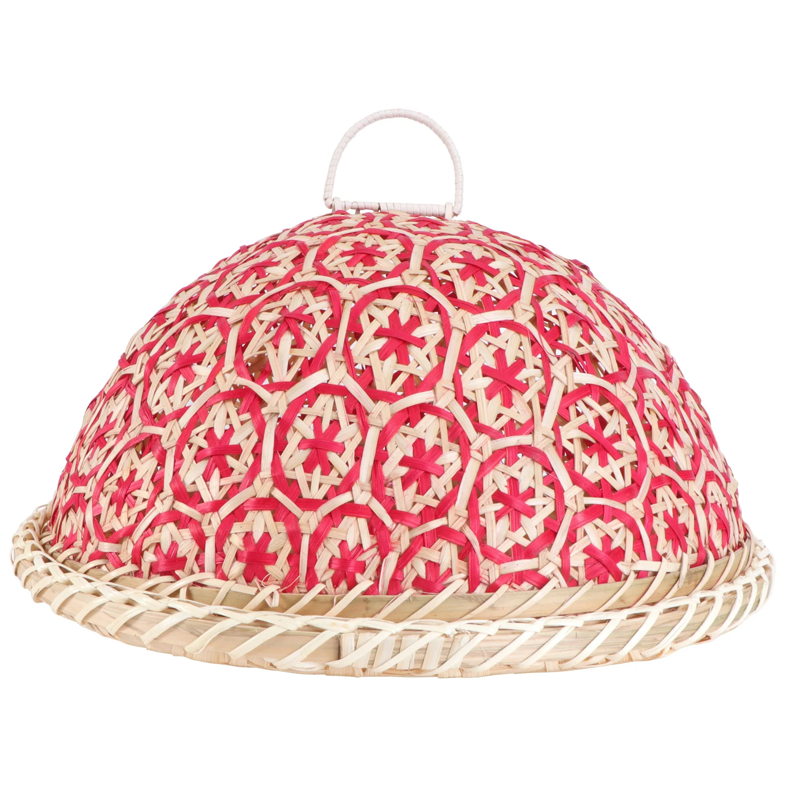 

1Set Food Cover with Tray Woven Dust Proof Lid Portable Kitchen Organizer Reusable Eco Friendly Cover for Food Storage and