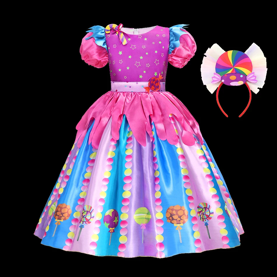 Purim 2024 Kid Disguise Candy Dress Lollipop for Girls Cosplay Costume Fancy Children Colorful Dresses Birthday Party Gift