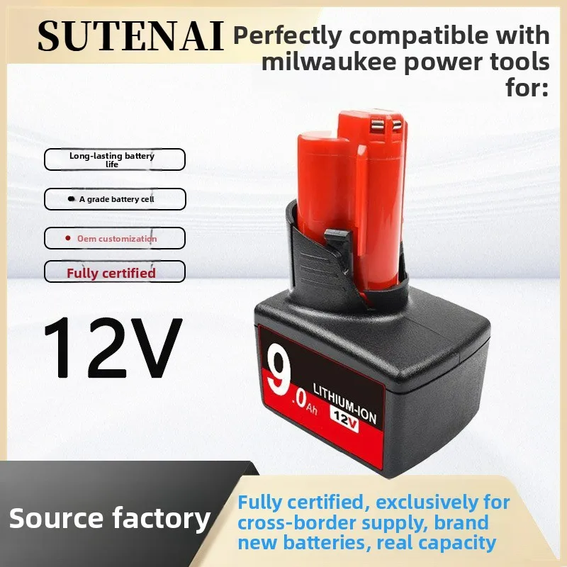12V 9000mAh Li-ion Battery For Milwaukee M12 48-11-2411 48-11-2420 48-11-2401 48-11-2402 48-11-2401 