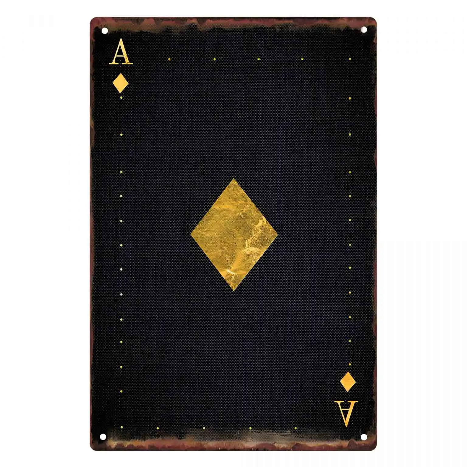 2D FLAT 1pc Ace Of Diamonds Gold Playing Card Metal Wall Sign Decoration For Home Cafe Garage Bedroom Porch And Garden
