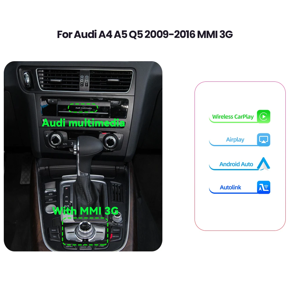 Bonroad Draadloze Carplay Android Auto Interface Voor Audi A4 B8 A5 Q5 2009-2015 Met Airplay Spiegel Link