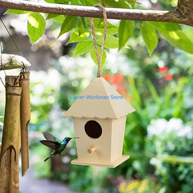 

24TD Bluebirds House Wooden Birdhouse with Perch Hanging Bird Nest for Small Bird