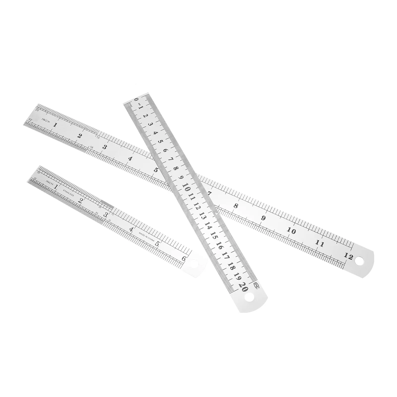 3 Pcs Draw Line Ruler Architecture Stainless Steel Straight Machinist for Office
