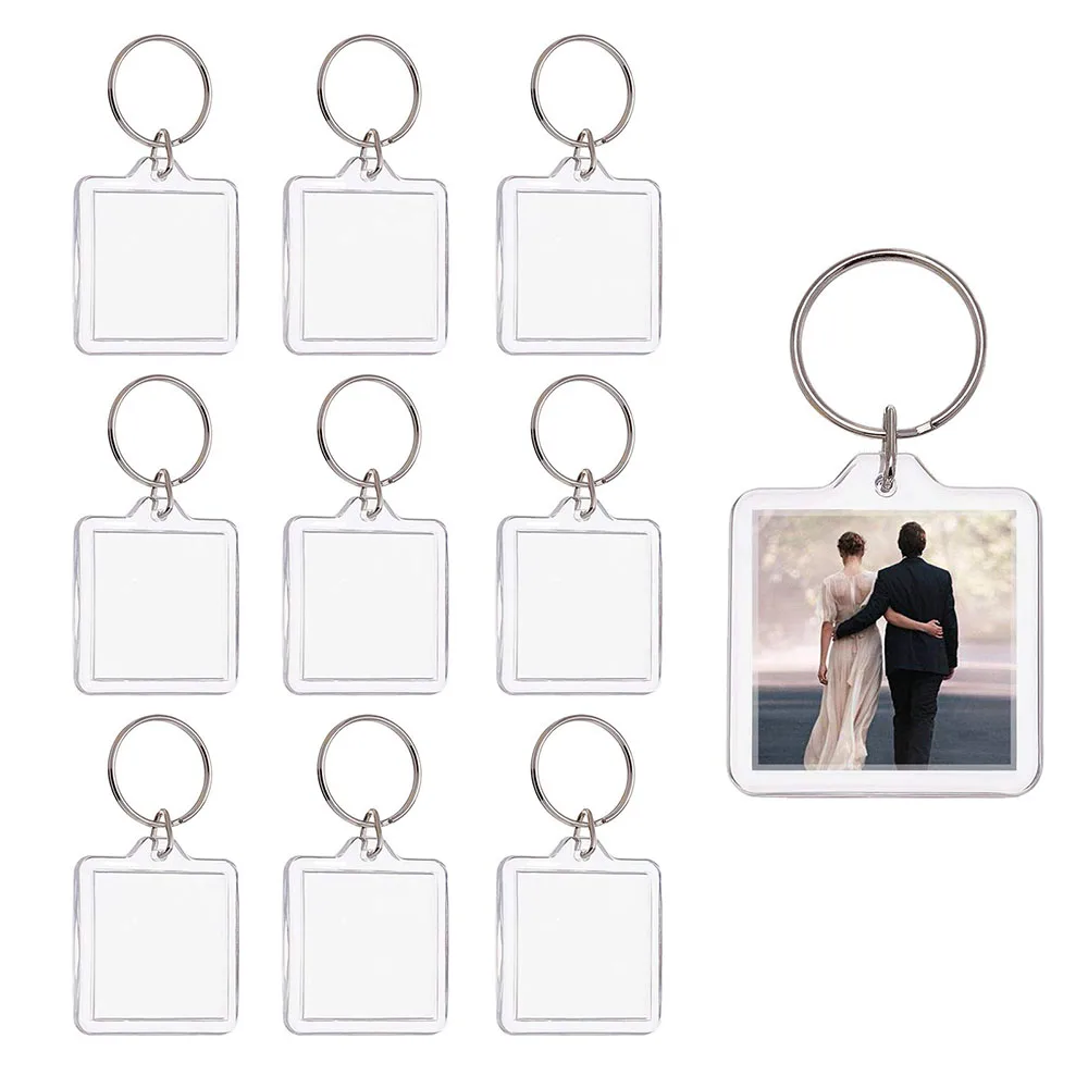 

25Sets 1.5Inch Square Custom Blank Photo Keyring Clear Blank Photo Insert Keychains For DIY Picture Frames