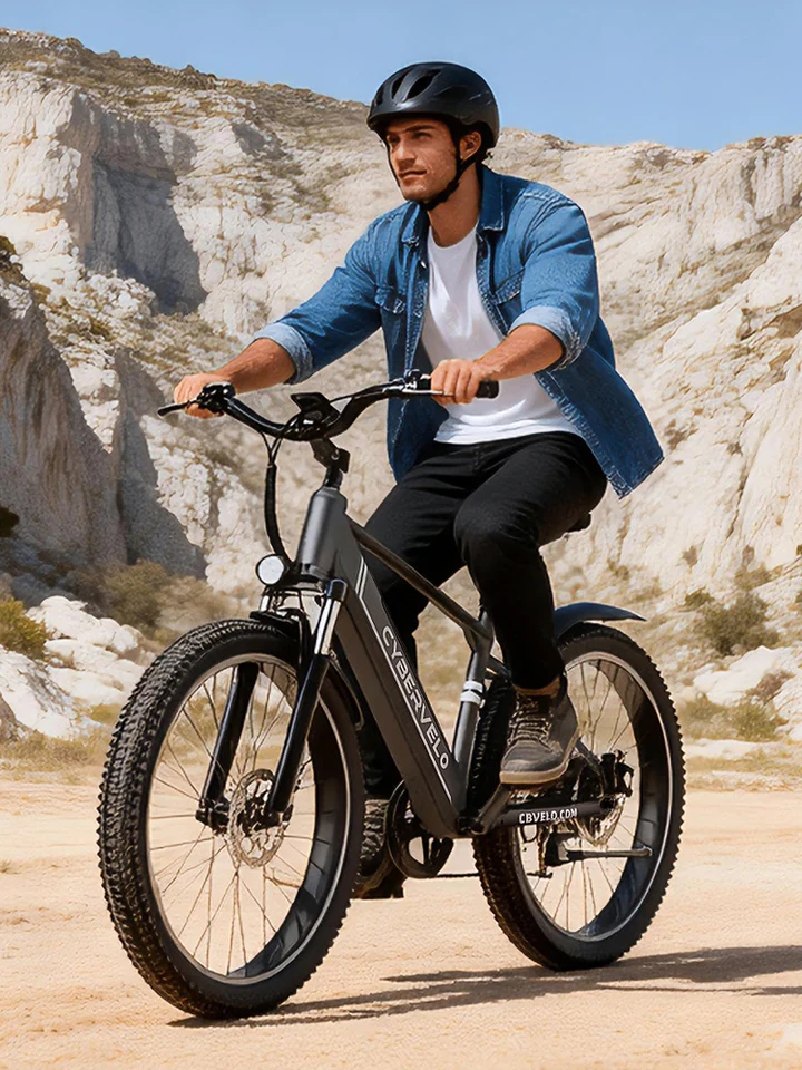 Cybervelo EK3 1000W Peak Ebike for Adults 26" 7-Speed 48V Waterproof Battery Commute Beach Snow Unisex Electric Bicycle Men Women