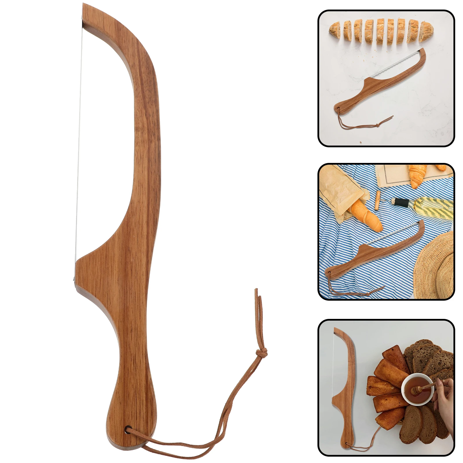 

1Set Bread Cutter Serrated Blade Wood Handle Versatile Use for Bread Cake Toast Baking Kitchen Tool Metal Toast Cutters