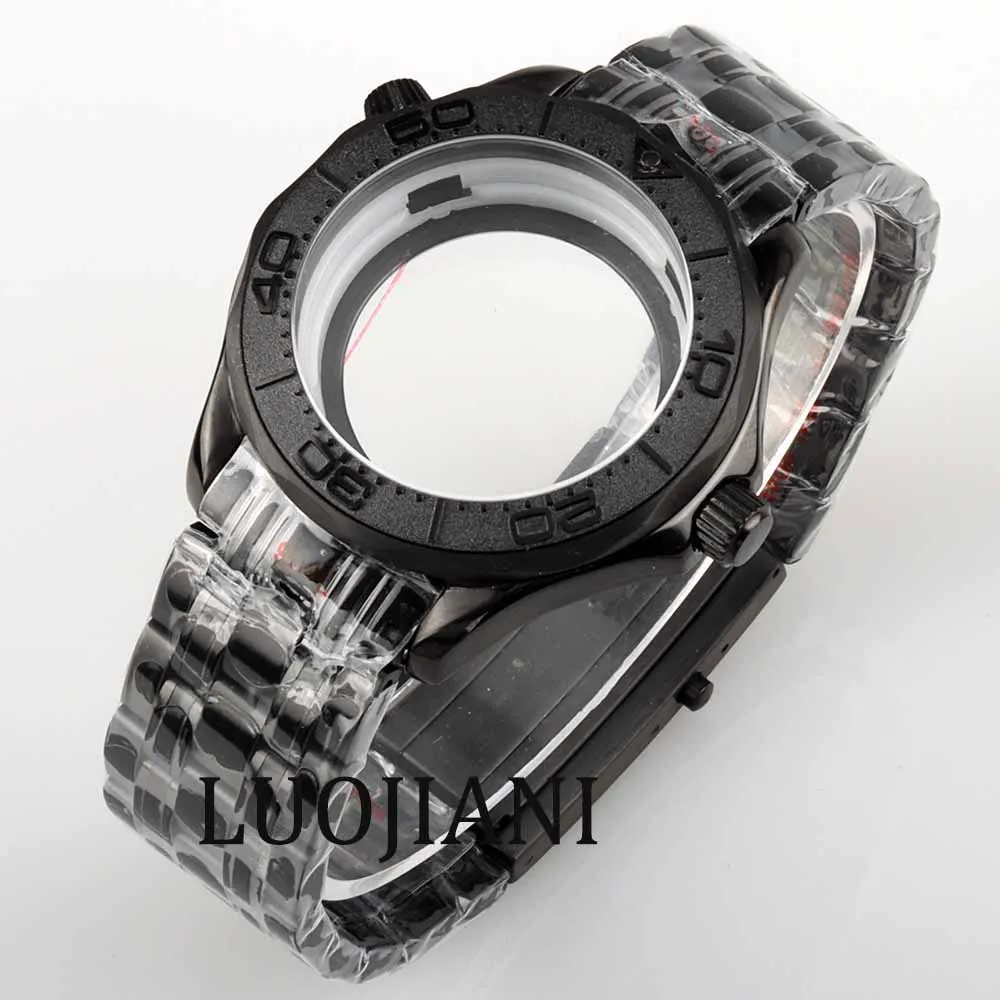 41mm NH35 Watch case Black Stainless Steel Waterproof fit NH35 NH36 Automatic Movement 31mm dial Seamaster 300 Case Watch Parts