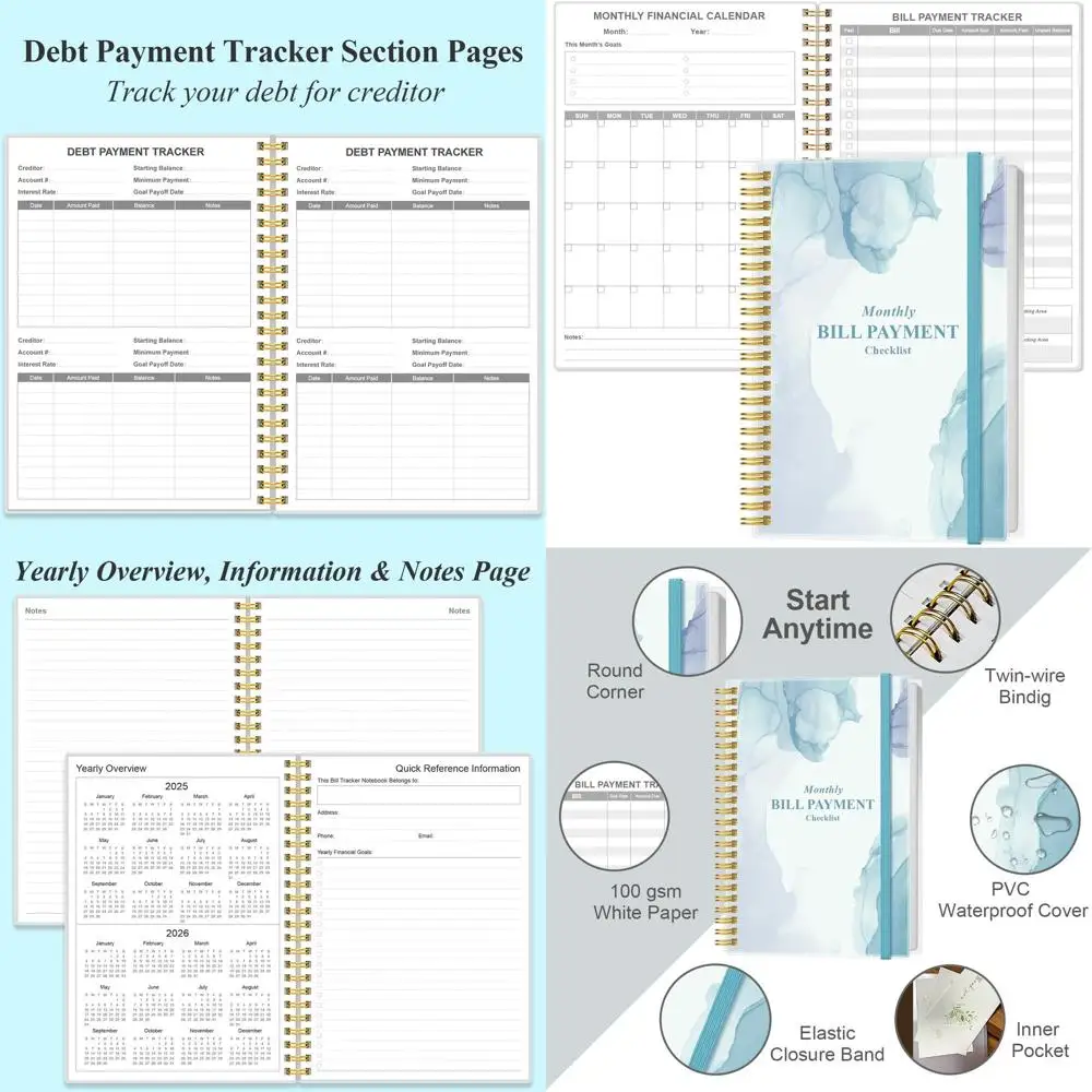 Monthly Bill Organizer - Monthly Bill Payment or Personal Budgeting inancial, Payments Checklist Organizer, 5.8