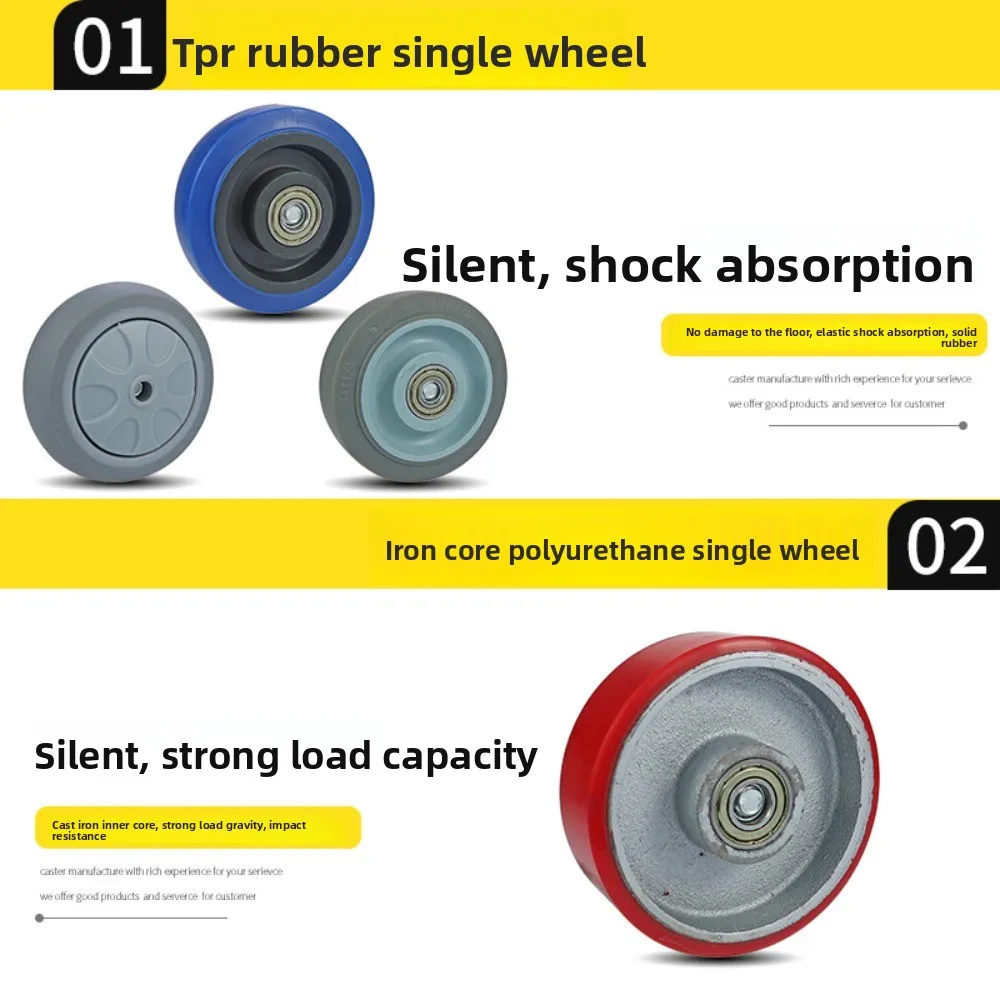 PU Replacement caster wheels with double bearings orange color high load capacity wear resistance furniture wheels