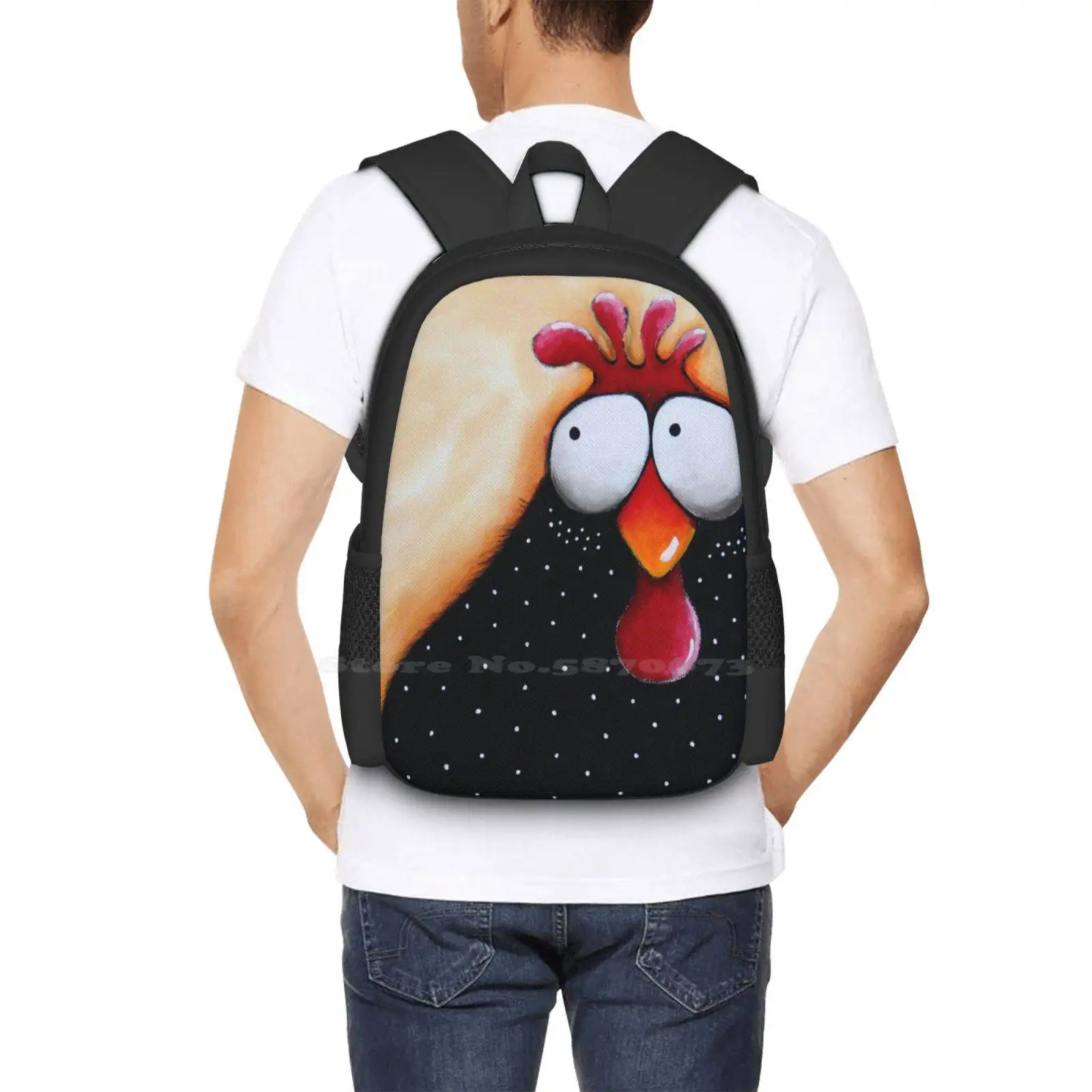 Chicken Soup School Bag Big Capacity Backpack Laptop Chicken Art Chicken Painting Chicken Drawing Lucia Stewart Farmstyle Rural