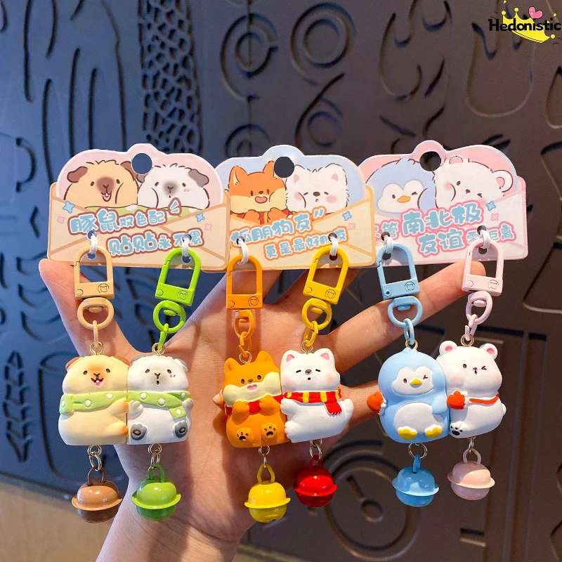 

Cute Pet Cartoon Dog Fox Mouse Bear 3d Doll Magnetic Keychain For Backpack Wallet Key Car Decoration Acg Pendant Christmas Gift