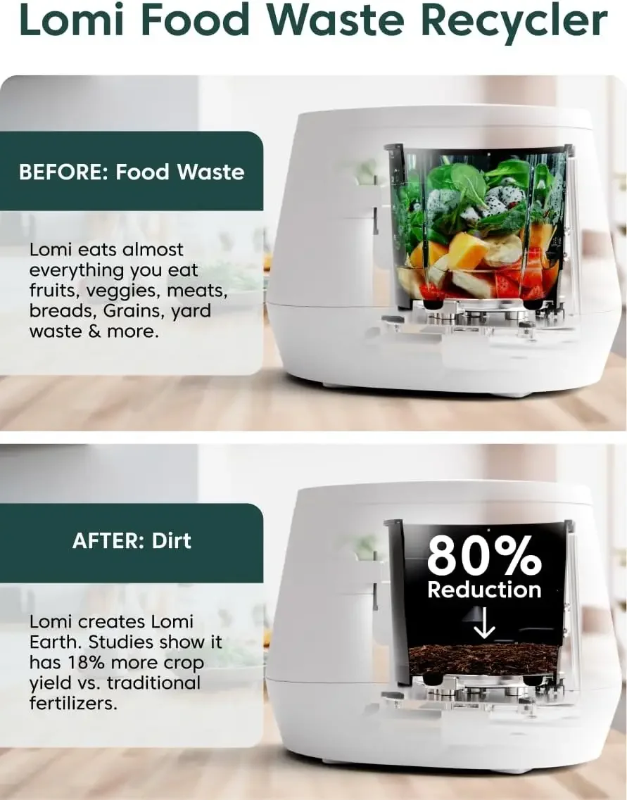 Composter (90 Cycles), World’s First Smart Waste Kitchen Bin That Turns Waste into Natural Fertilizer with a Single Button, Indo