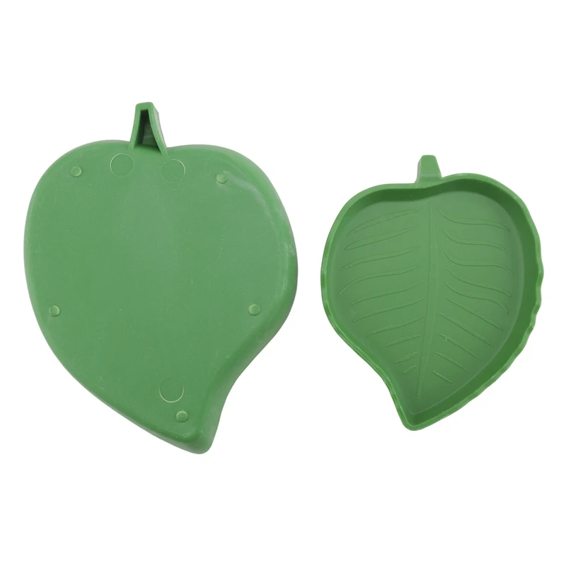 2 Piece Leaf Shape Reptile Food Water Bowl Green Reptile Plate Dish Drinking Bowl For Tortoise Corn Snake Crawl Pet