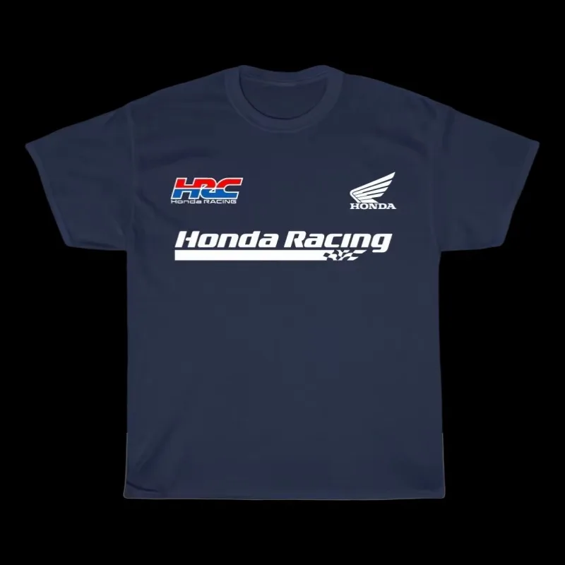 Summer High Quality Men's and Women's Casual Crew Neck Short Sleeve Tops HRC Honda Racing Logo New Graphic Cycling Suit Printed