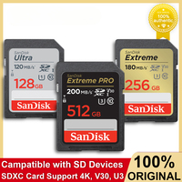 SanDisk Camera SD Card SDHC SDXC UHS-I Memory Cards Original Sandisk Extreme Pro C10 U3 For Camera Shooting 4K Video Flash Cards