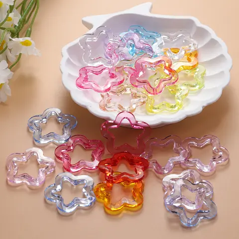 20/50/100pcs 30mm Acrylic Transparent Hollow Star Loose Beads DIY Jewelry Pendant Keychain Windbell Handmade Fashion Accessories