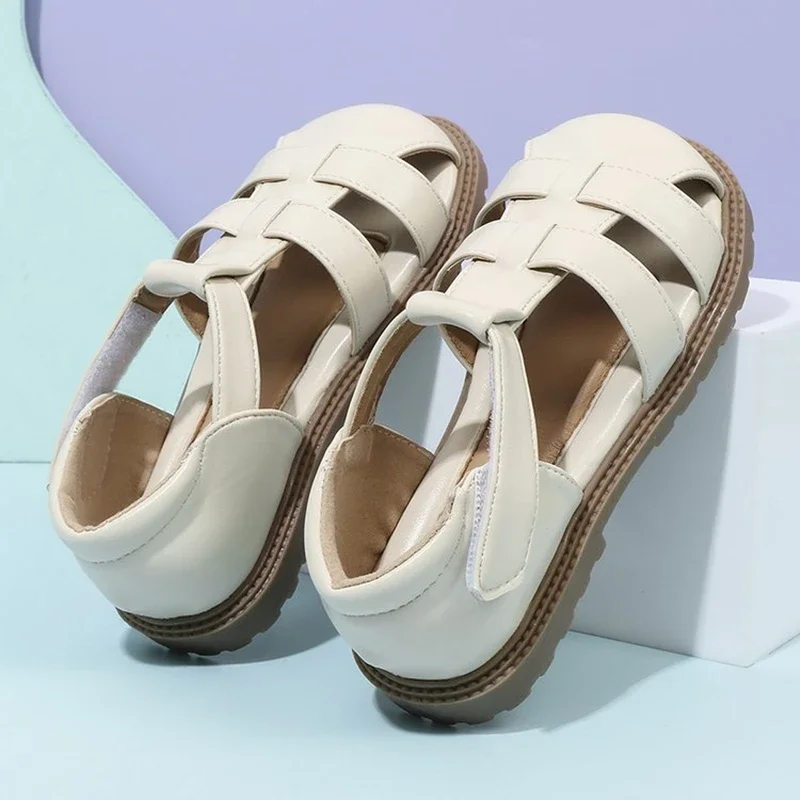 2024 Spring New Style Fashionable and Comfortable Baotou Soft Sole Elegant Flat Non-Slip Girls Breathable Small Leather Shoes