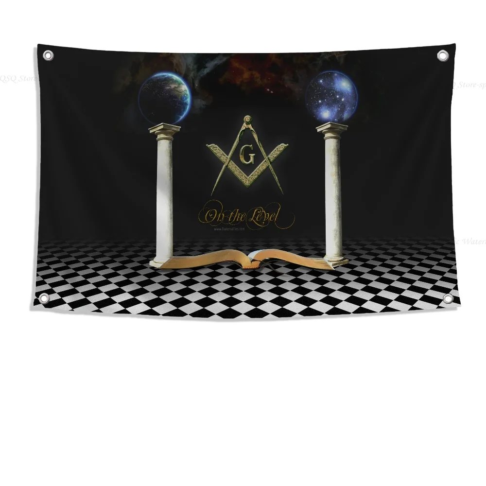 1PC-Masonic Lodge Freemasonry Flag Flags And Banners Four Hole Flag Polyester Outdoor Decor Room Aesthetic
