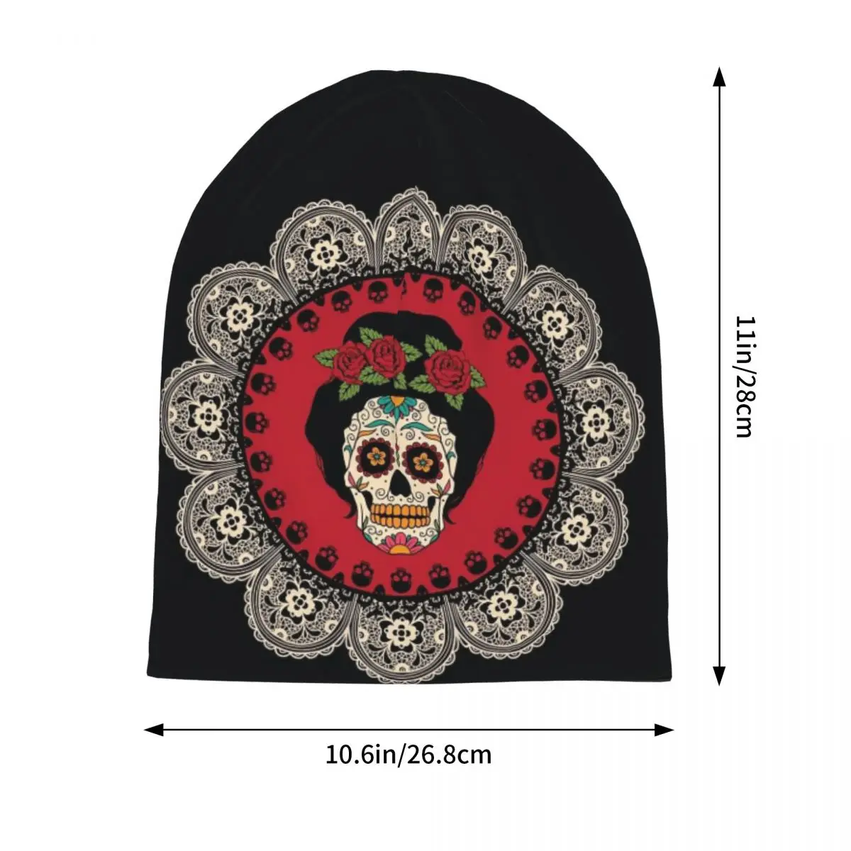 Mexican Skull Calavera Illustration Warm Knitted Cap Hip Hop Bonnet Hat Autumn Winter Outdoor Beanies Hats for Men Women Adult