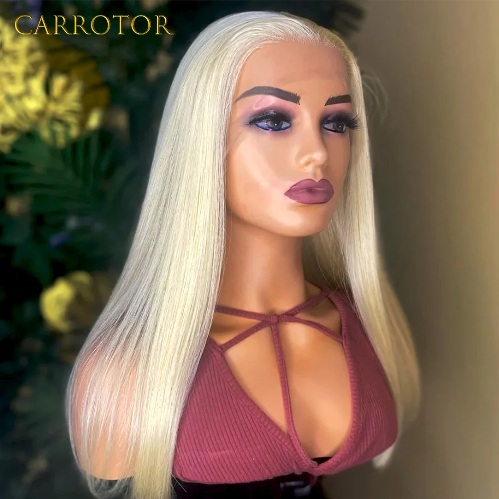 613 Blonde Bone Straight Wig 250% Density 13x4 Transparent Lace Front Glueless Wigs Human Hair PrePlucked Ready To Wear
