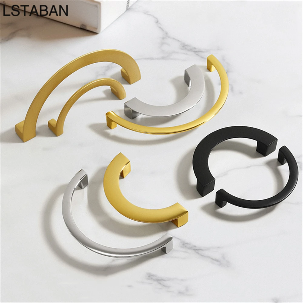 Modern Minimalist Semicircular Kitchen Cabinet Handle Round Door Knob Cupboard Wardrobe Drawer Pull Furniture Large Door Handles