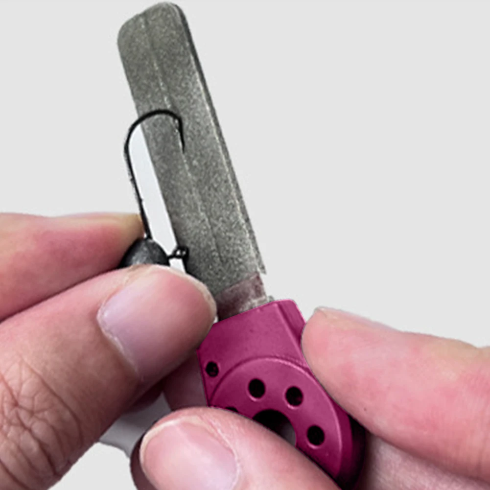 مزدوجة الجانب هوك ملف المحمولة أداة تجليخ متعددة الوظائف أداة شحذ الماس الصغيرة طحن الصيد هوك ملحقات صيد سمك #3