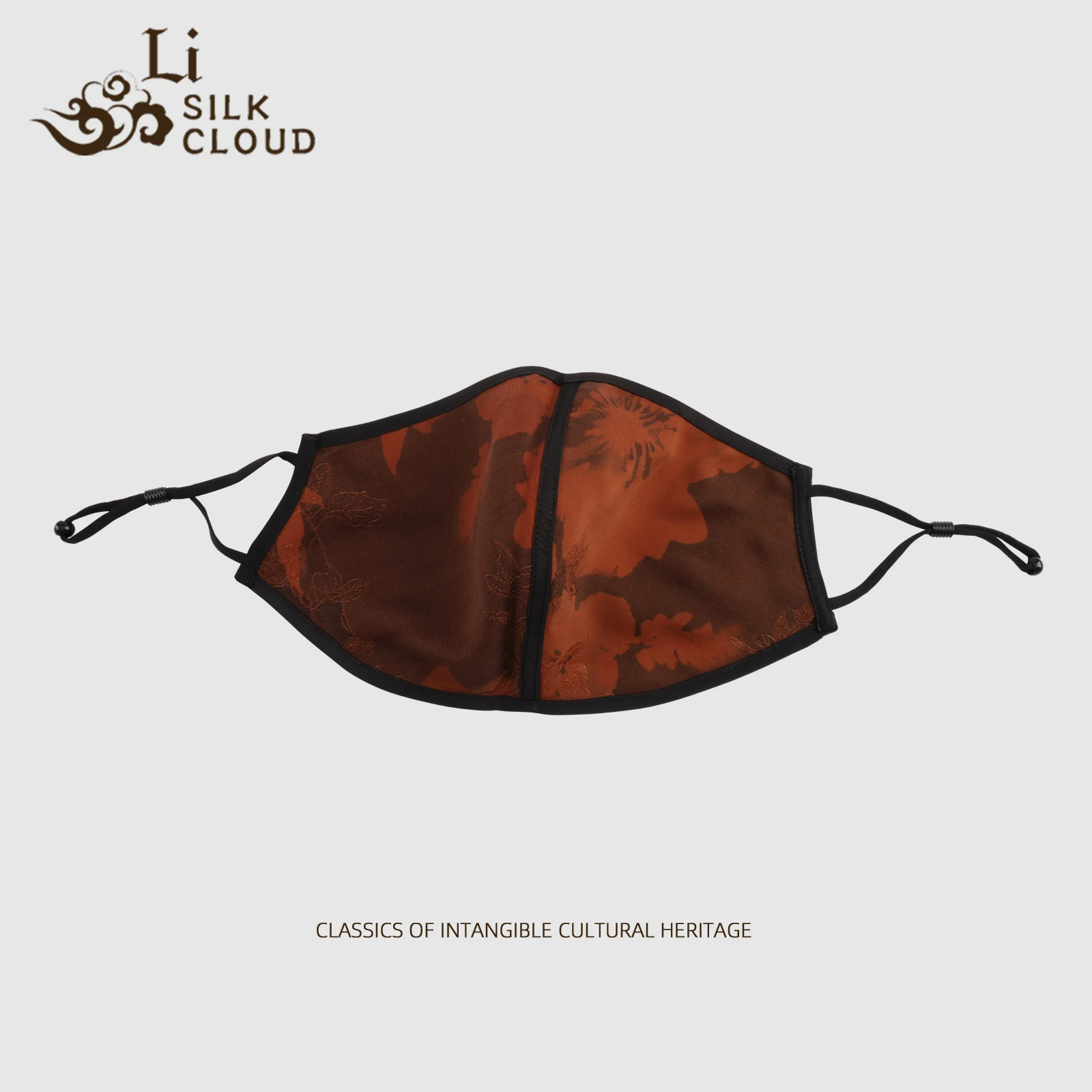 LI SILK CLOUD xiangyunsha 日焼け止めマスク、レトロプリント、快適で通気性のある再利用可能なマスク、広東ガーゼ
