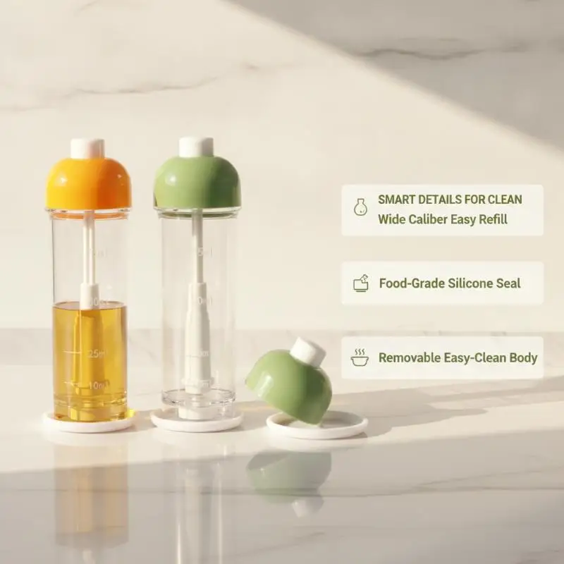 Transparent Downward Spray Oil Mister Food Grade Oil Sprayer With Measuring Scale 1PC for Home Cooking Outdoor Camping