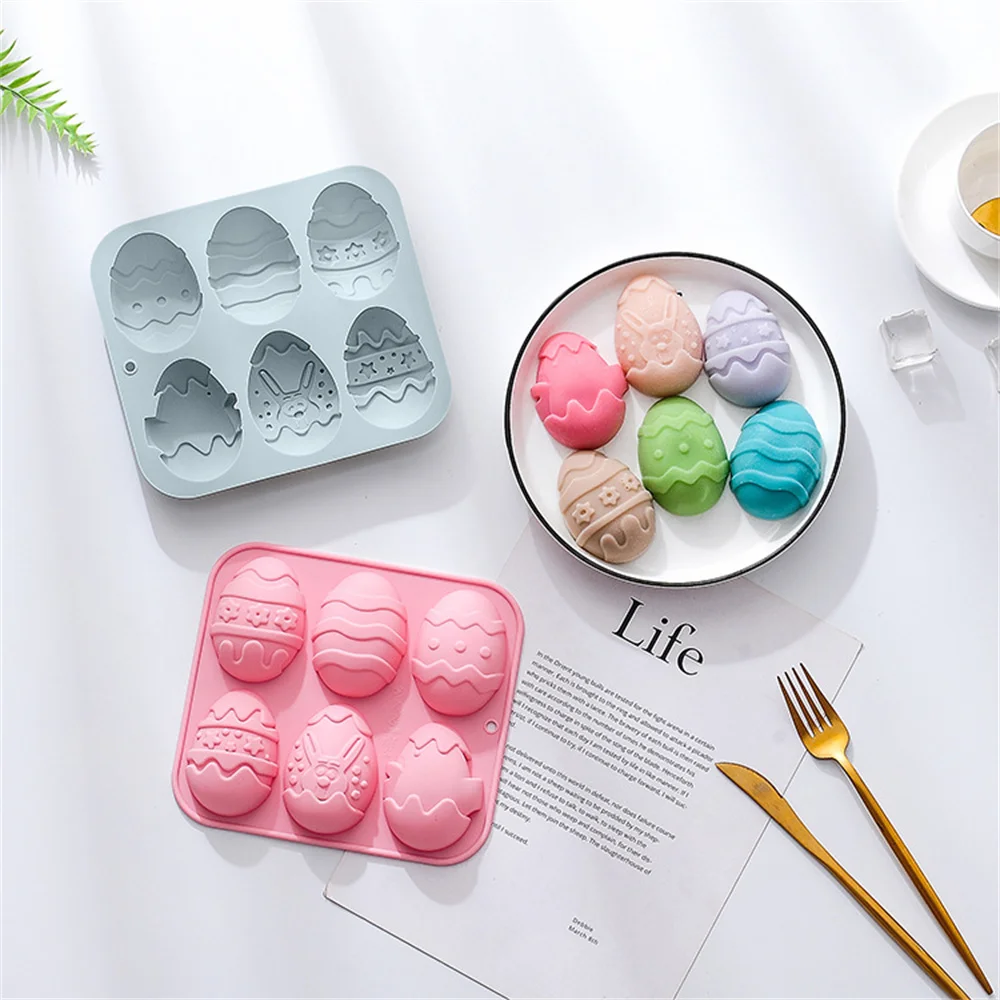 Silicone baking Mold Broken Egg Shell Easter Rabbit Shape DIY Fondant Chocolate Cake Decorations Bunny Pudding Jelly Baking Tool