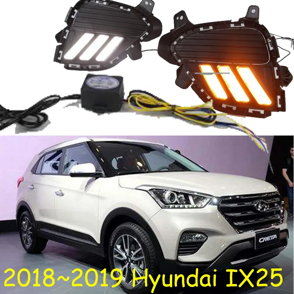 DRL For Hyundai Creta IX25 2017 2018 2019 LED Daytime Running Light South American version fog DRL yellow turning signal lamp