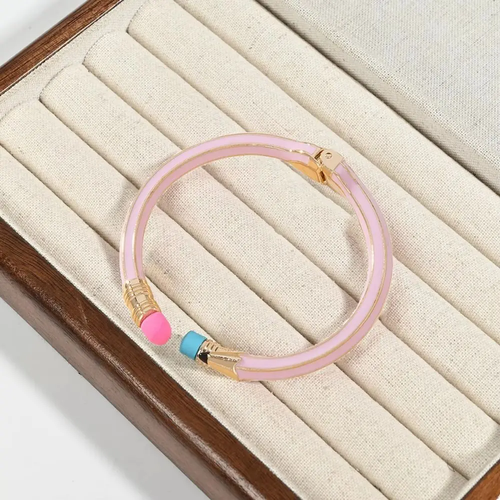 Trendy Pencil Shaped Colorful Pencil Bracelets Round Funny Cuff Bracelets Gift Comfortable To Wear Women's Pencil Bangle Wedding