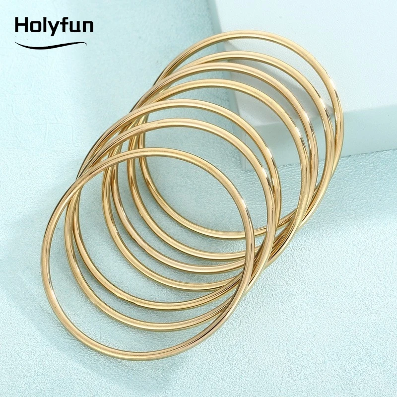 Fadeless Stainless Steel Bangle Bracelet For Women Non Fading Circular Minimalist Women\'s Hand Bracelets Woman Luxury Jewelry