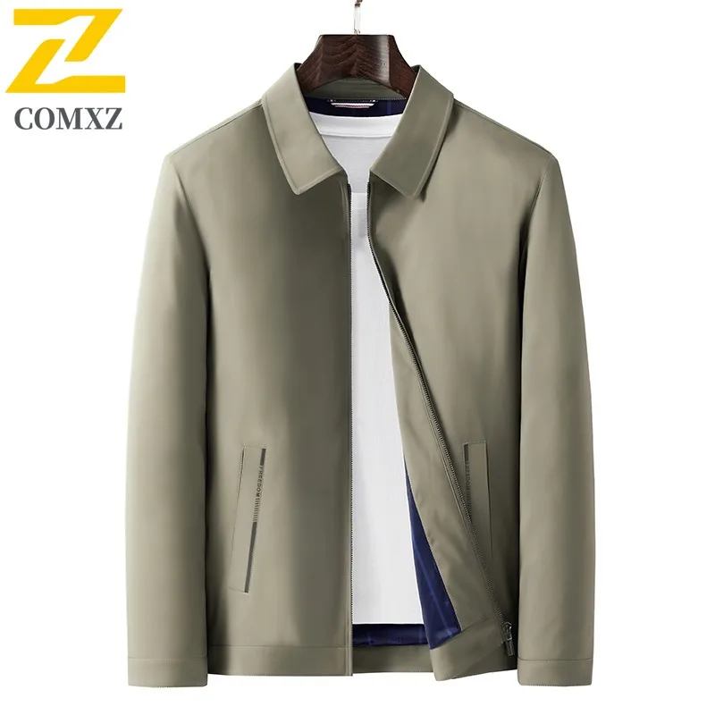 

COMXZ Mens Jacket Comfortable Commute Office Lightweight Outerwear 2025 Premium Stand Collar Travel Autumn New Windbreaker