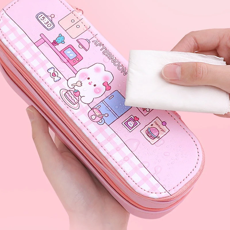 Мультяшный пенал большой емкости, сумка для карандашей, двухслойный пенал, студенческая сумка для хранения канцелярских принадлежностей, простой пенал, подарки
