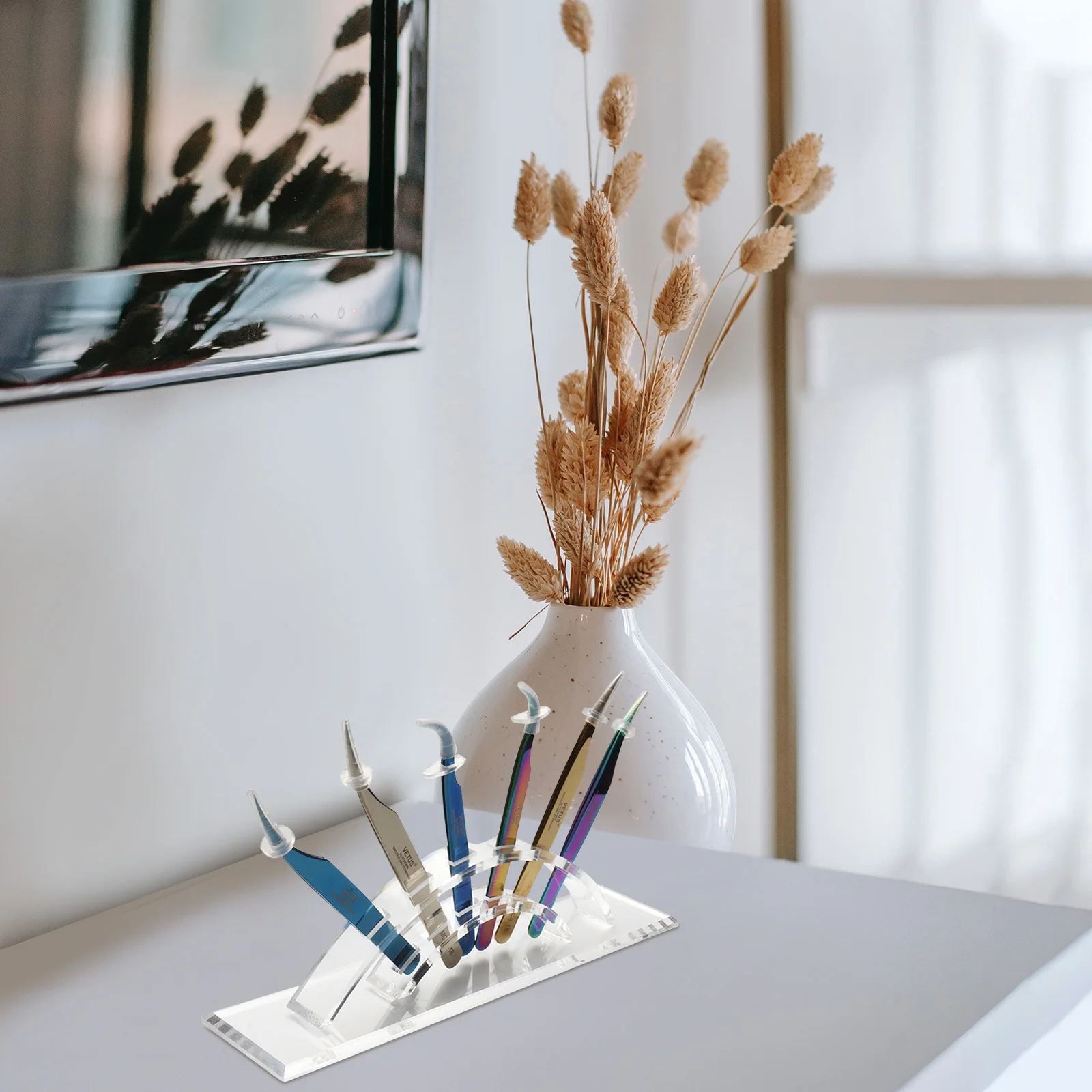 1Pcs Transparent Acrylic Tweezers Storage Rack Organizer Eyelash Extension Forceps Stand Durable Makeup Tool Holder