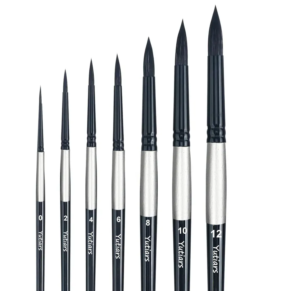 

Набор кистей с круглыми волосами белки, 7 шт., для акварели, чернил, гуаши и температуры, профессионального качества художника, ручка с деревянной ручкой