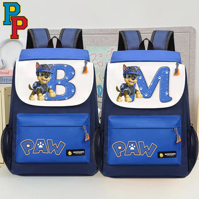 

Paw Patrol Large Capacity Backpack for Boys Girls Cartoon Letter A-Z Printed Schoolbag Students Book Stationery Storage Bags