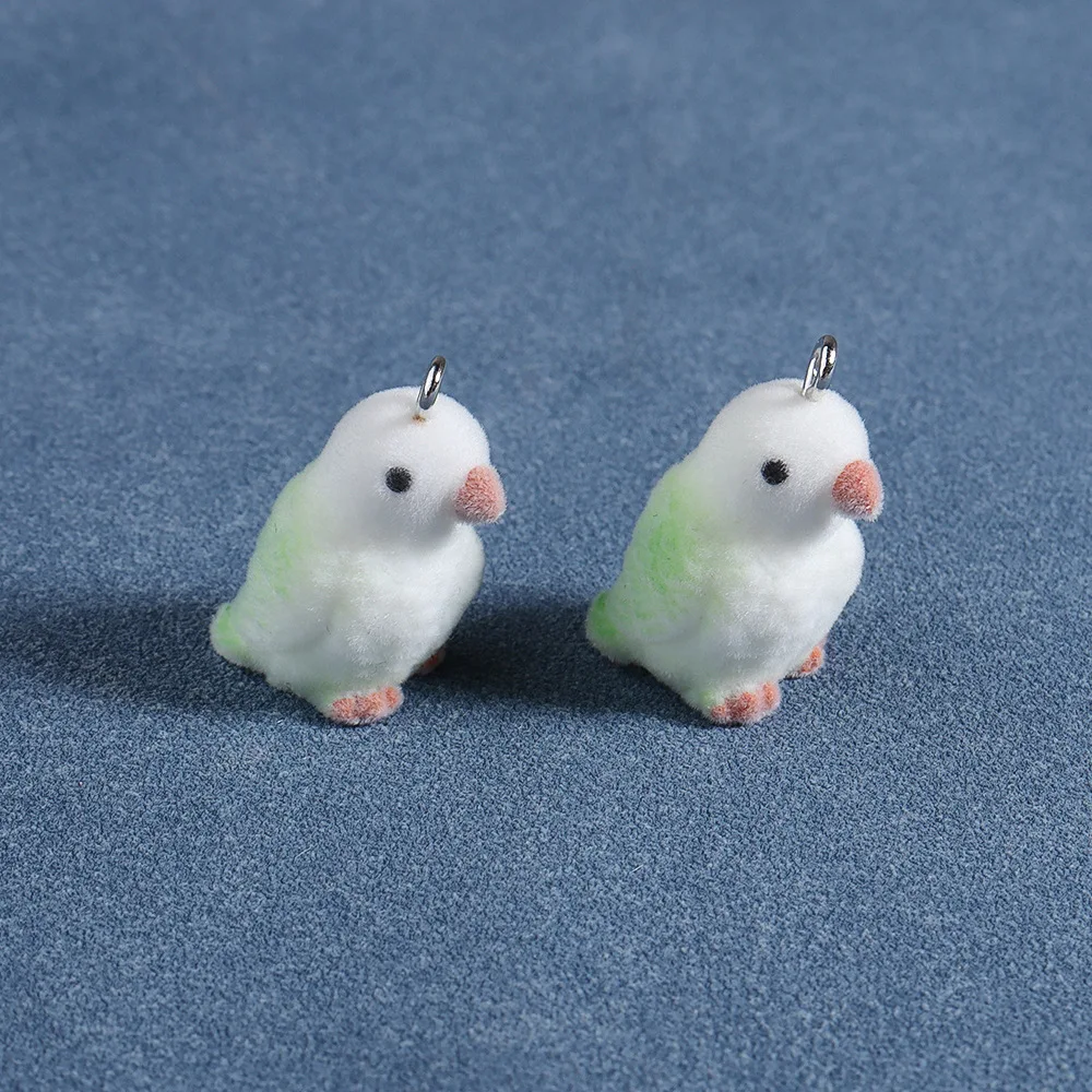 20 pcs 3D Flocking Colorful Magpie Charms Doll Pendants for Necklace Keychain Jewelry Making DIY Handmade Accessories Wholesale