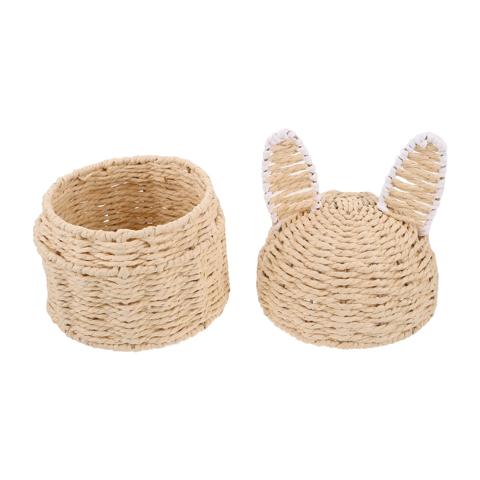 

Handmade Wicker Bunny Ear Easter Basket with Handle Decorative Storage Organizer for Kids Candy Eggs Hunting Rustic Rattan